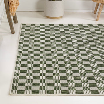 Aimee Traditional Cottage Checkerboard Indoor/Outdoor Area Rug